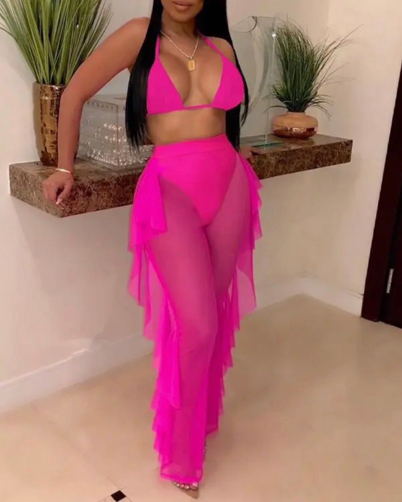 Seductive sheer 3-piece set