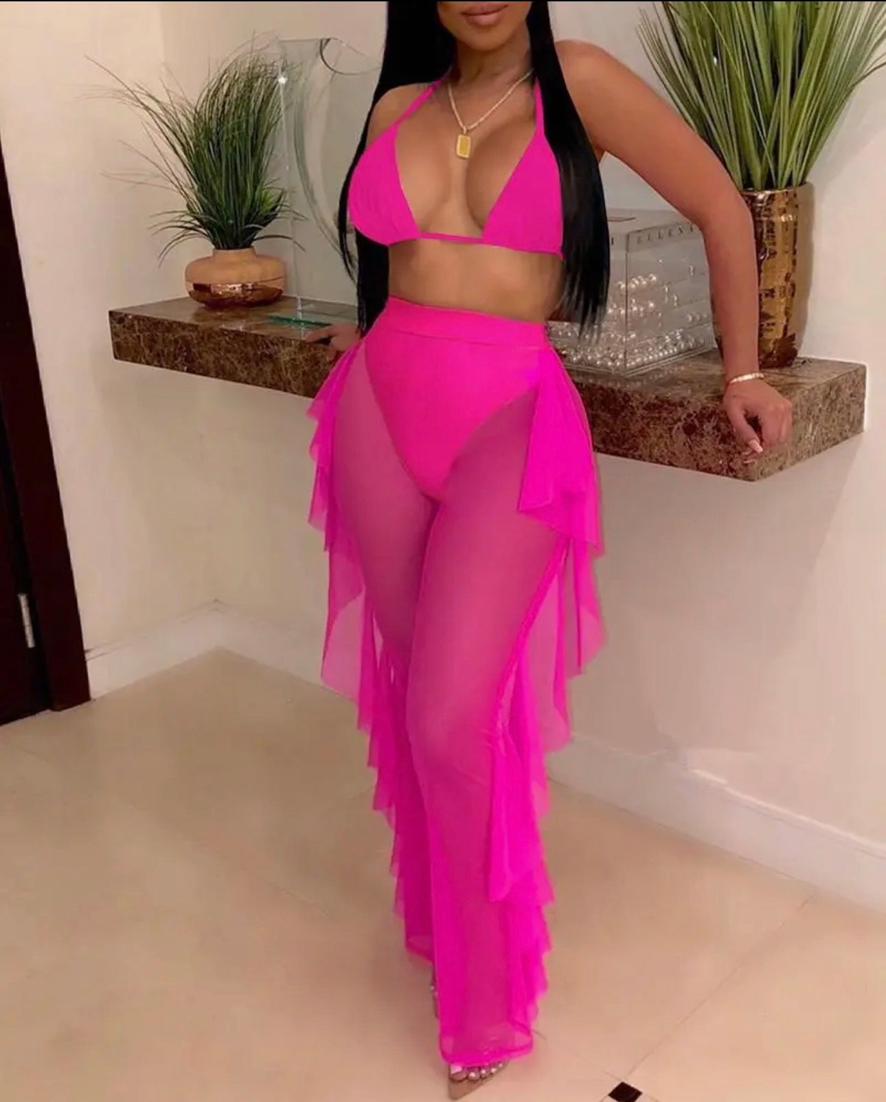 Seductive sheer 3-piece set